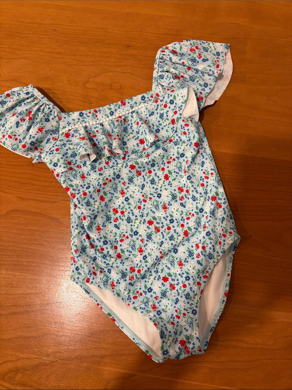 Janie and Jack Light Blue Floral One-Piece Swimsuit